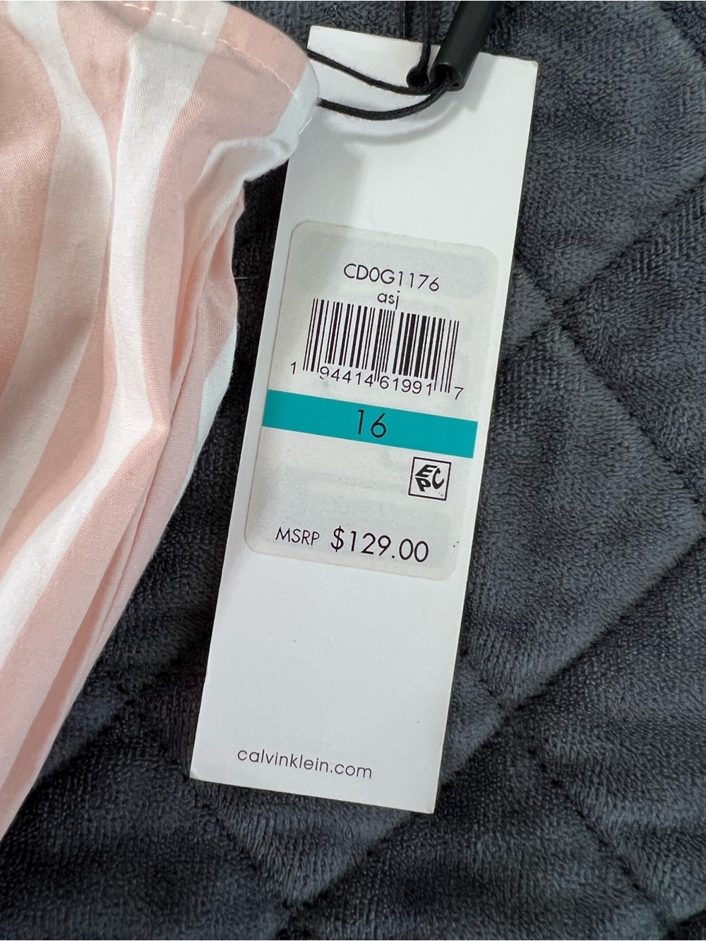 Calvin Klein Dress Women’s Size 16 Stripe Fit & Flare Waist Tie Button Down B25 - Picture 10 of 10
